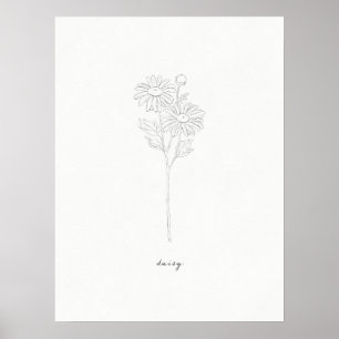 Poster Daisy Birth Flower Print