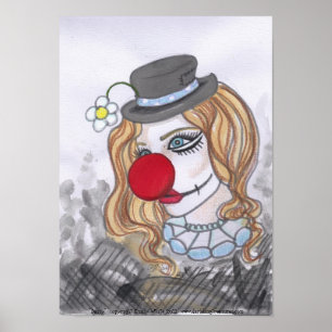 Poster Daisy Clown Girl Portrait de l'imaginaire d'art