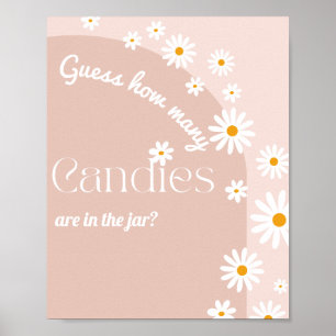 Poster Daisy fleur Boho Girl baby shower jeu