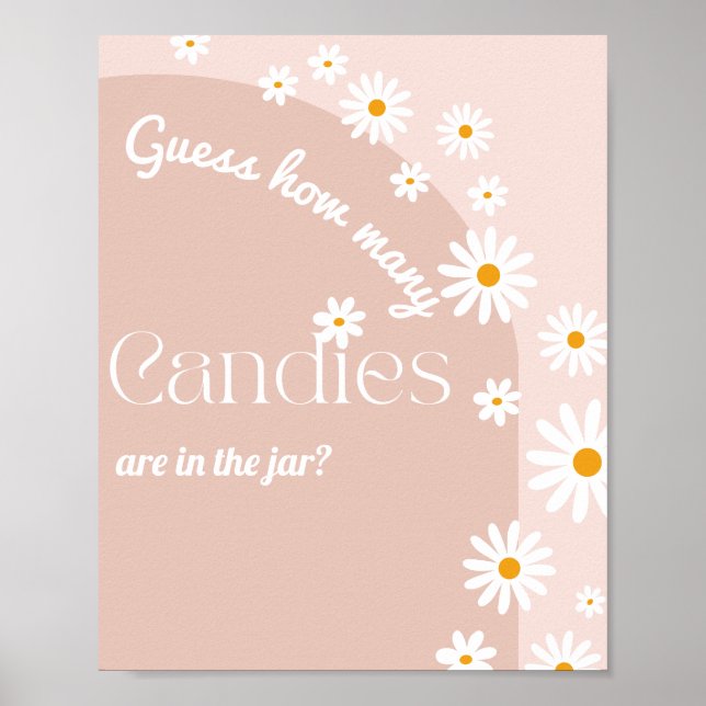 Poster Daisy fleur Boho Girl baby shower jeu (Devant)