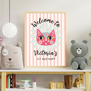Poster Daisy Kitty Visage Purr-fect fête d'anniversaire