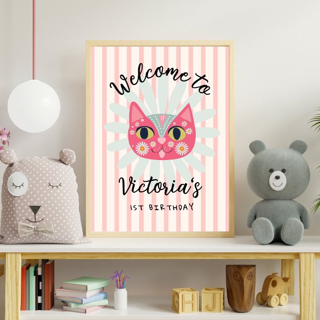 Poster Daisy Kitty Visage Purr-fect fête d'anniversaire (Créateur téléchargé)