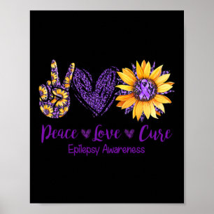 Poster Daisy Peace Love Cure Epilepsy Awareness Purple Ri