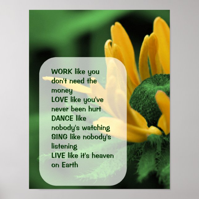 Poster Daisy Work Love Dance Citation Inspirationnelle (Devant)