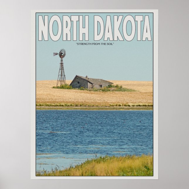 Poster Dakota du Nord - Old Farmstead - Blanc (Devant)