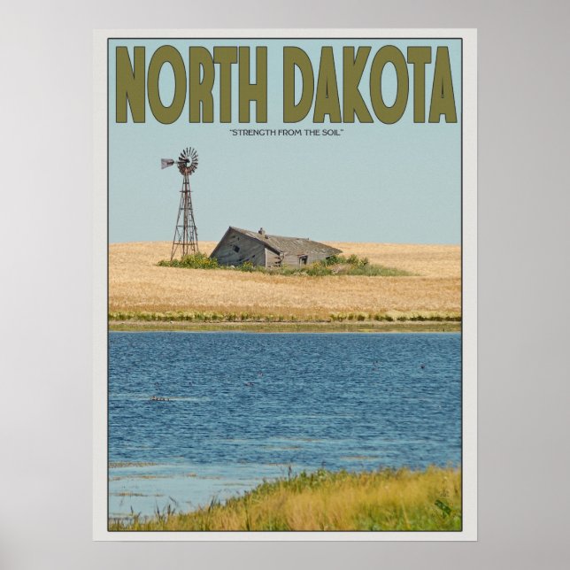 Poster Dakota du Nord - Old Farmstead - Vert (Devant)