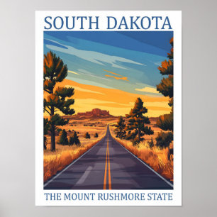 Poster Dakota du Sud, Etat du Mont Rushmore USA Travel