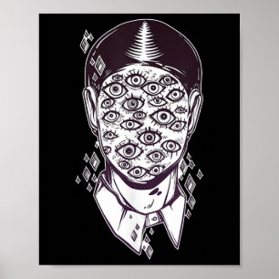 Poster Dali Surreal - Noir Retro Yeux Sur La Face Tatouag
