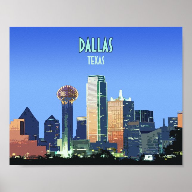 Poster Dallas Downtown Texas Vintage (Devant)