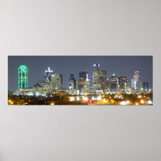 Poster Dallas Skyline la nuit