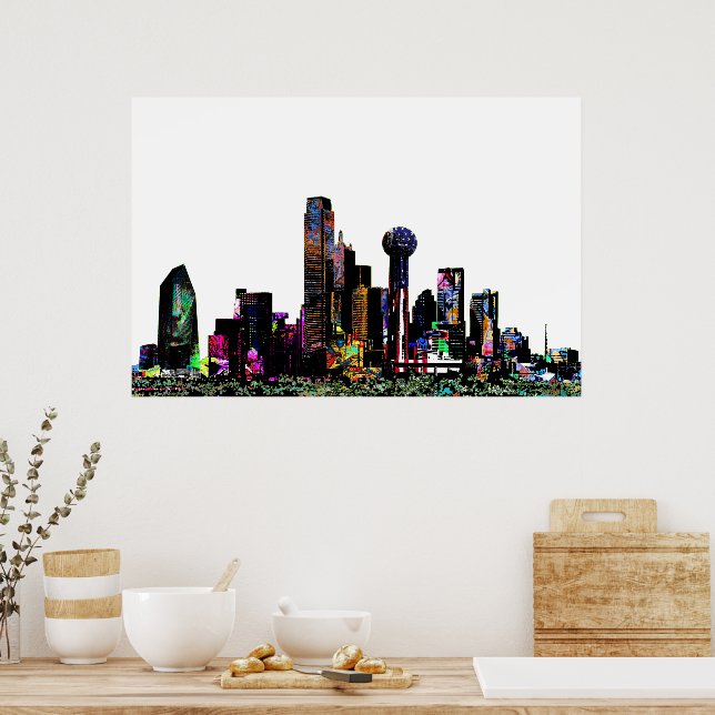 Poster Dallas, Texas en graffiti (Cuisine)