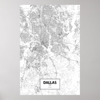 Poster Dallas, Texas (noir sur blanc)
