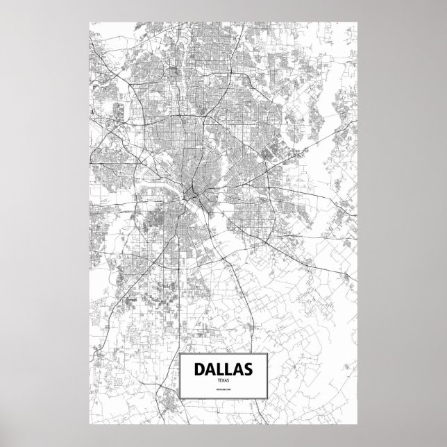 Poster Dallas, Texas (noir sur blanc) (Devant)
