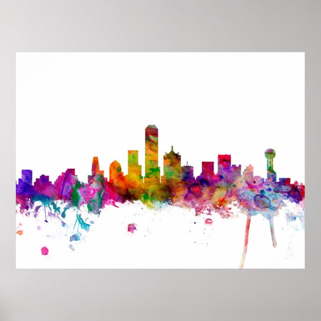 Poster Dallas Texas Skyline (Devant)