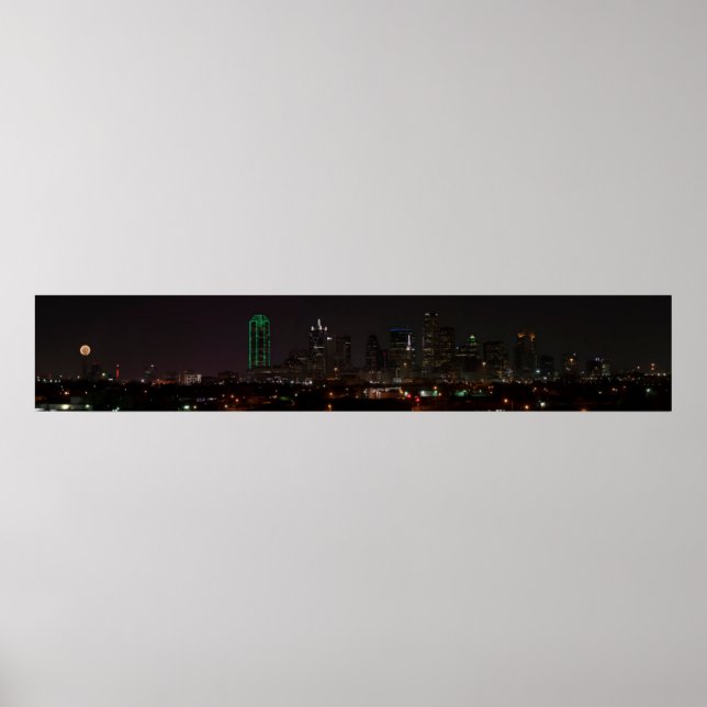 Poster Dallas, Texas Skyline à la nuit (Devant)