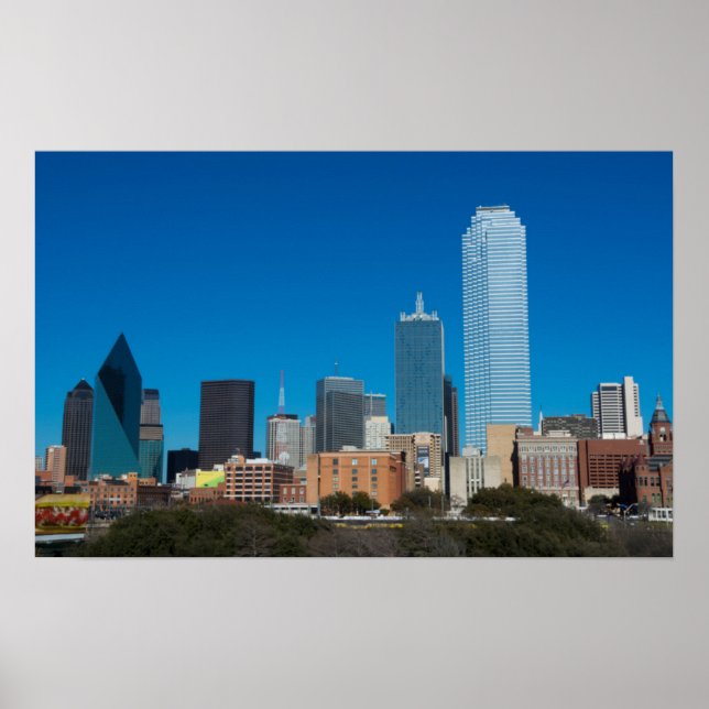 Poster Dallas Texas skyline au coucher du soleil (Devant)