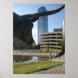Poster Dallas, Texas Statues Pioneer Plaza