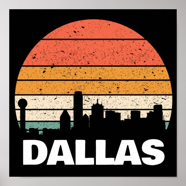 POSTER DALLAS TEXAS SUNSET VINTAGE (Devant)