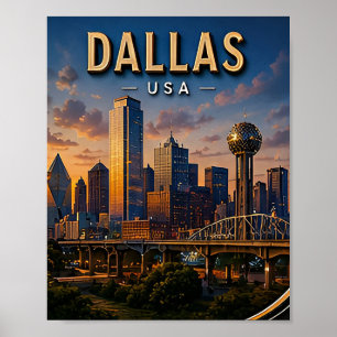 Poster Dallas Voyage Horizon et Reunion Tower