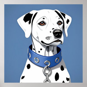 Poster Dalmatien portant un collier bleu