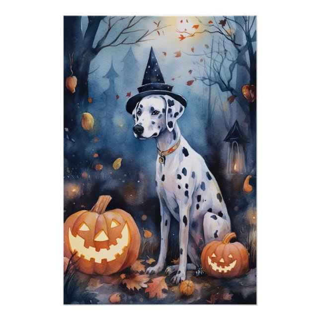 Poster Dalmation d'Halloween avec effroi Citrouille (Devant)