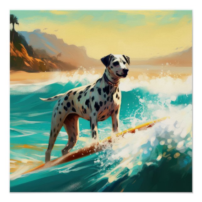 Poster Dalmation Plage Surf Peinture (Devant)
