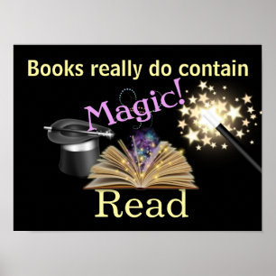 Poster d'alphabétisation des livres magiques