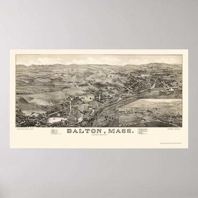 Poster Dalton, MA Carte panoramique - 1884 (Devant)