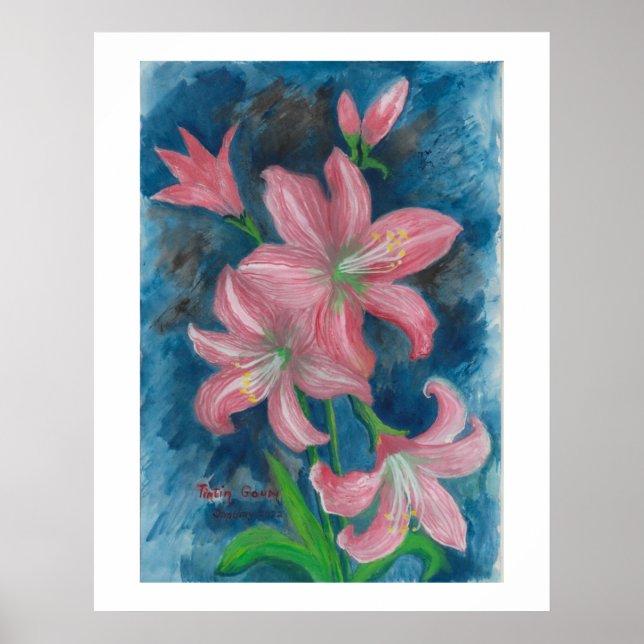 Poster d'amaryllis rose (Devant)