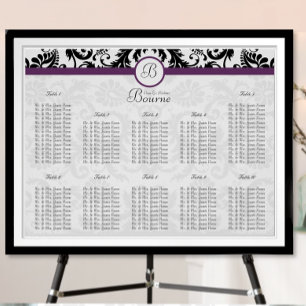 Poster Damas florales noires et blanches avec accent pour