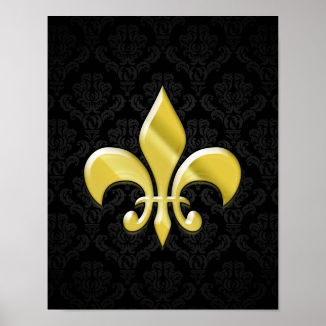 Poster Damas noir/or Fleur de Lis (Devant)