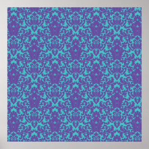 Poster Damask Lace Purple Turquoise