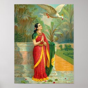 Poster Damayanti et le cygne par Raja Ravi Varma