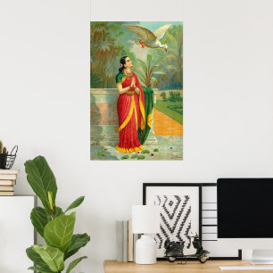 Poster Damayanti et le cygne par Raja Ravi Varma