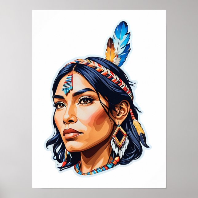 Poster Dame amérindienne (Devant)