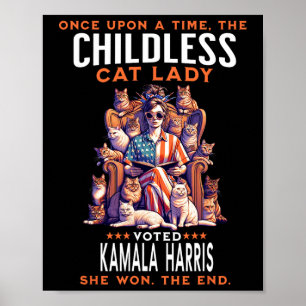Poster Dame aux chats drôle Kamala Harris 2024 Propriétai