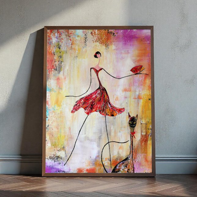 Poster Dame avec chat (Créateur téléchargé)