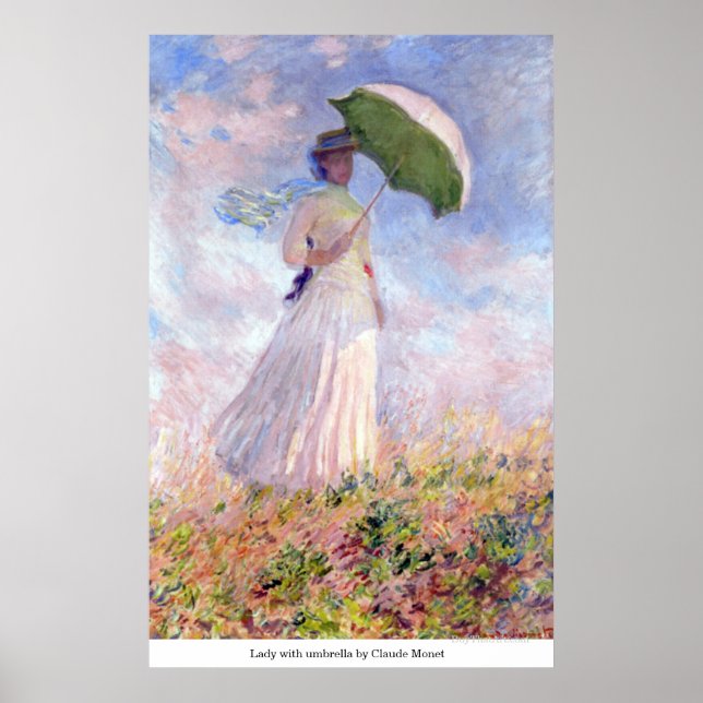 Poster Dame avec parapluie par Claude Monet (Devant)