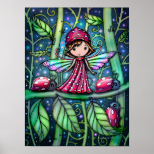 Poster Dame coccinelle à points blancs Fée Fantastique Ar
