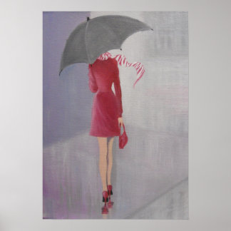 POSTER DAME DANS UNE ROBE ROUGE