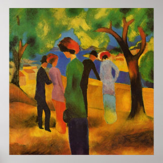 Poster Dame dans une veste verte par August Macke