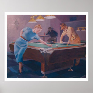 Poster Dame de billards