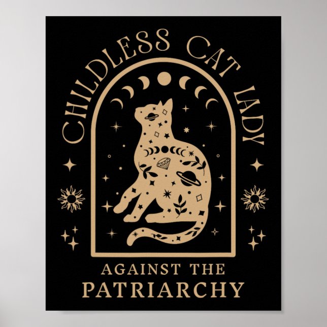 Poster Dame de chat sans enfant contre le patriarcat Femi (Devant)