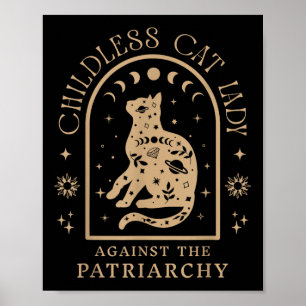 Poster Dame de chat sans enfant contre le patriarcat Femi