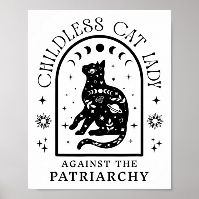 Poster Dame de chat sans enfant contre le patriarcat Femi (Devant)