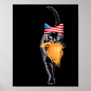 Poster Dame de chat sans enfant drôle avec la coiffure de