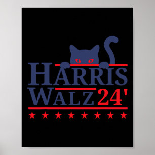 Poster Dame de chat sans enfant pour Kamala Harris Tim Wh