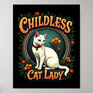 Poster Dame de chat sans enfants Drôle amateur de chat 1