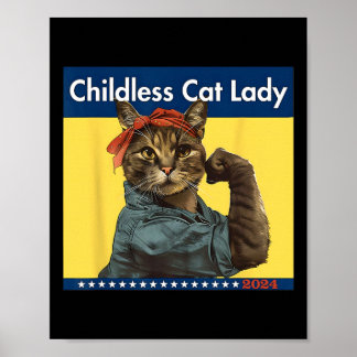 Poster Dame de chat sans enfants vote élection 2024 États