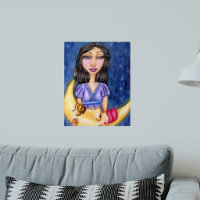 Dame de fantaisie tenant un croissant de lune endo
